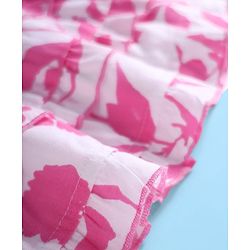 Babyhug Rayon Woven Sleeveless Dress With Floral Print - White & Dark Pink