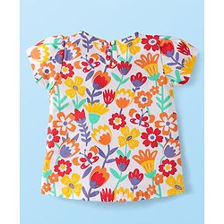 Babyhug Cotton Knit Half Sleeves T-Shirts with Floral Hearts & Rainbow Print Pack of 3 - Red White & Lavender