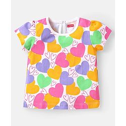 Babyhug Cotton Knit Half Sleeves T-Shirts with Hearts Print Pack of 3 - Pink White & Lavender