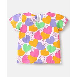 Babyhug Cotton Knit Half Sleeves T-Shirts with Hearts Print Pack of 3 - Pink White & Lavender