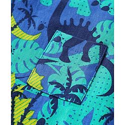 Babyhug Terry Knit Sleeveless Tank T-Shirt & Shorts Set Dino Print- Blue