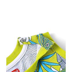 Babyhug Single Jersey Knit Sleeveless Leaves Printed Tank T-Shirt & Shorts Set - Navy Blue & Limegreen