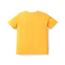 Babyhug Single Jersey Knit Half Sleeves T-Shirt & Dungaree with Animal Print - Yellow & Blue