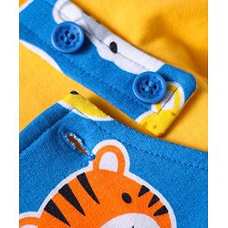 Babyhug Single Jersey Knit Half Sleeves T-Shirt & Dungaree with Animal Print - Yellow & Blue