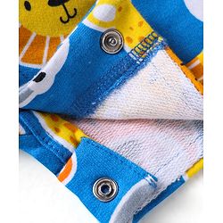 Babyhug Single Jersey Knit Half Sleeves T-Shirt & Dungaree with Animal Print - Yellow & Blue