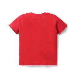 Babyhug Single Jersey Knit Beach Theme Printed Dungaree with Half Sleeves Inner Tee - Red & Navy Blue