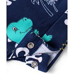 Babyhug Single Jersey Knit Beach Theme Printed Dungaree with Half Sleeves Inner Tee - Red & Navy Blue