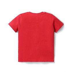 Babyhug Single Jersey Knit Beach Theme Printed Dungaree with Half Sleeves Inner Tee - Red & Navy Blue