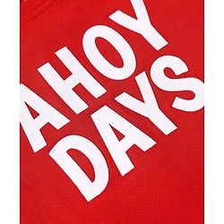 Babyhug Single Jersey Knit Half Sleeves T-Shirt & Dungaree with Nautical Theme &  Ahoy Days Text Print - Red & Navy Blue