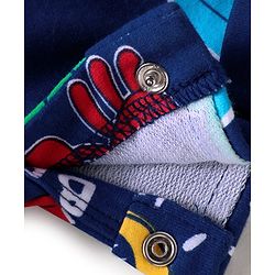 Babyhug Single Jersey Knit Beach Theme Printed Dungaree & Half Sleeves T-Shirt - Red & Navy Blue