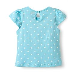 Babyhug Cotton Knit Half Sleeves T-Shirt with Heart & Omg Text Print - Light Blue