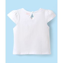 Babyhug Cotton Knit Frill Sleeves T-Shirt With Runs In the Family Text Print - White
