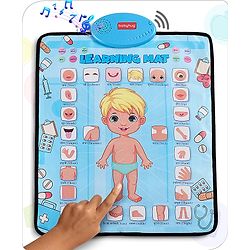 Babyhug My Body Parts Musical Learning Play Mat | 5 Modes + Read & Music Mode | Teaches Body Parts with English & Hindi Words, Quiz & Spelling | Activity Mat for Kids