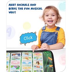 Babyhug Animals & Birds Musical Learning Play Mat | 5 Modes  English & Hindi Words, Quiz, Spelling, Music, Read Mode | Early Learning Activity Mat for Kids & Toddlers