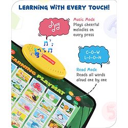 Babyhug Animals & Birds Musical Learning Play Mat | 5 Modes  English & Hindi Words, Quiz, Spelling, Music, Read Mode | Early Learning Activity Mat for Kids & Toddlers