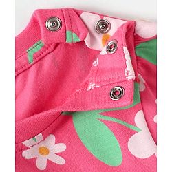Babyhug Cotton Knit Half Sleeves Co-ord Nightsuit with Floral Print - Pink
