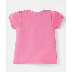 Babyhug Cotton Knit Half Sleeves Shorts Nightsuit with Smile & Floral Print - Pink