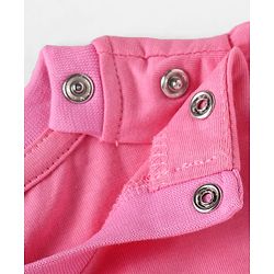Babyhug Cotton Knit Half Sleeves Shorts Nightsuit with Smile & Floral Print - Pink