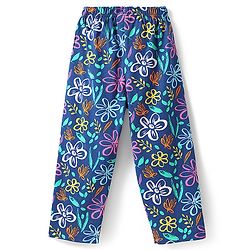 Babyhug Cotton Knit Frill Sleeves Night Suit with Floral Print - Navy Blue