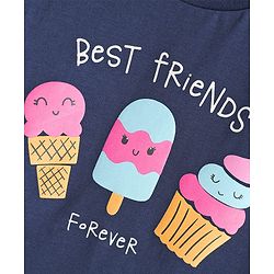Babyhug Cotton Knit Half Sleeves Capri Night Suit With Ice Cream Print - Navy Blue