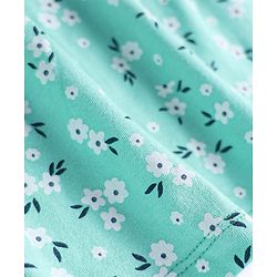 Babyhug Single Jersey Knit Cap Sleeves Floral Printed Dresses Pack of 2 - Aqua Blue & Peach