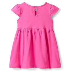 Babyhug Single Jersey Knit Half Cap Sleeves Anti Bacterial Floral Printed Frock with Bow Applique Pack of 2 - Dark Pink & Green