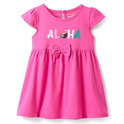 Babyhug Single Jersey Knit Half Cap Sleeves Anti Bacterial Floral Printed Frock with Bow Applique Pack of 2 - Dark Pink & Green
