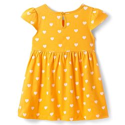 Babyhug Single Jersey Knit Half Sleeves Frocks with Floral & Heart Print & Bow Applique Pack Of 2 - Navy Blue & Yellow