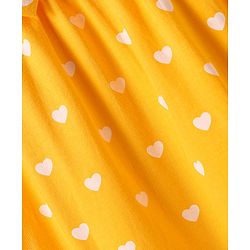 Babyhug Single Jersey Knit Half Sleeves Frocks with Floral & Heart Print & Bow Applique Pack Of 2 - Navy Blue & Yellow