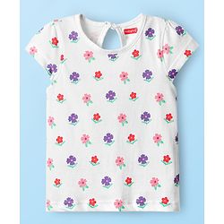 Babyhug Cotton Knit Half Sleeves T-Shirts With Tropical Print  Pack Of 3 -Purple &  Pink