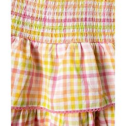 Babyhug Rayon Woven Sleeveless Layered Frock with Smocking Detailing & Stripes - Multicolour