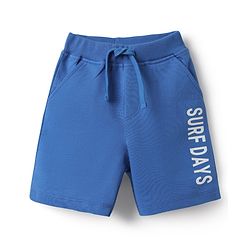 Babyhug Single Jersey Knit Sleeveless T-Shirt & Shorts with Leaf Print - Blue