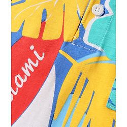 Babyhug Single Jersey Knit Sleeveless T-Shirt & Shorts with Leaf Print - Blue