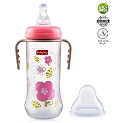 Babyhug Polypropylene Anti-Colic Sterilizable Feeding Bottle With Handle Pink - 250 ml