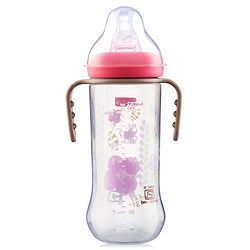Babyhug Polypropylene Anti-Colic Sterilizable Feeding Bottle With Handle Pink - 250 ml