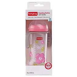 Babyhug Polypropylene Anti-Colic Sterilizable Feeding Bottle With Handle Pink - 250 ml