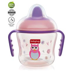 Babyhug Hard Spout Baby Sipper Cup with Anti-Spill Design, Pink & Purple-150 ml | BPA Free | Twin Handle | Lightweight