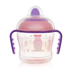 Babyhug Hard Spout Baby Sipper Cup with Anti-Spill Design, Pink & Purple-150 ml | BPA Free | Twin Handle | Lightweight