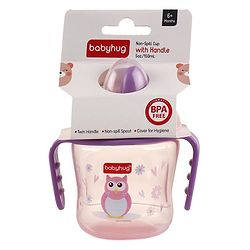 Babyhug Hard Spout Baby Sipper Cup with Anti-Spill Design, Pink & Purple-150 ml | BPA Free | Twin Handle | Lightweight