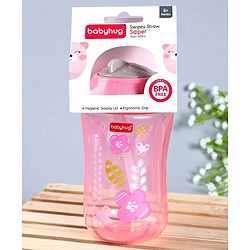 Babyhug Swipey Straw Sipper Pink - 300 ml