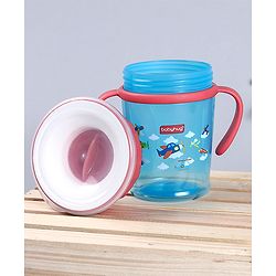 Babyhug 360° Spill-Proof Training Sipper Cup with All-Round Drinking Edge, Blue & Red  360 ml | Spill Resistant | BPA Free | Soft Silicone | Dual Handle |EN Certified