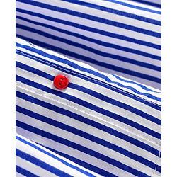 Babyhug Rayon Woven Sleeveless Striped Dress With Smocked Yoke - Blue