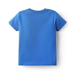 Babyhug Single Jersey Knit Half Sleeves T-Shirt & Shorts Set with Animal & Friends Forever Text Print - Orange & Blue