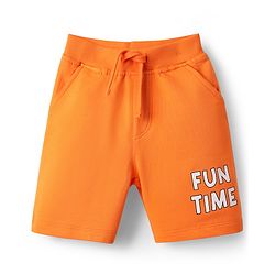 Babyhug Single Jersey Knit Half Sleeves T-Shirt & Shorts Set with Animal & Friends Forever Text Print - Orange & Blue