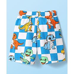 Babyhug Single Jersey Knit Sleeveless Tank T-Shirt & Shorts Co-Ord Set With Dino Print - Blue & White