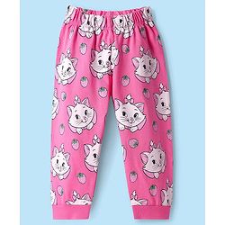 Babyhug Disney Single Jersey Knit Full Sleeves Night Suit with Marie Graphics - White & Pink