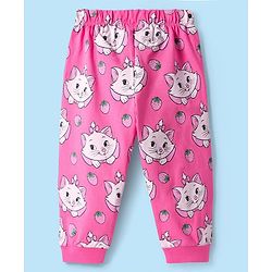 Babyhug Disney Single Jersey Knit Full Sleeves Night Suit with Marie Graphics - White & Pink