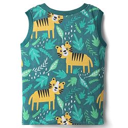 Babyhug Single Jersey Knit Sleeveless Tank T-Shirt & Shorts Set With Tiger Print - Green & Brown