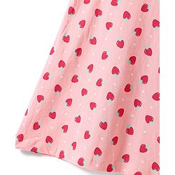Babyhug Cotton Knit Frill Sleeves Nighty with Strawberry Print - Pink