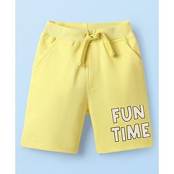 Babyhug Single Jersey Knit Half Sleeves Striped Henley T-Shirt & Shorts Set - Yellow